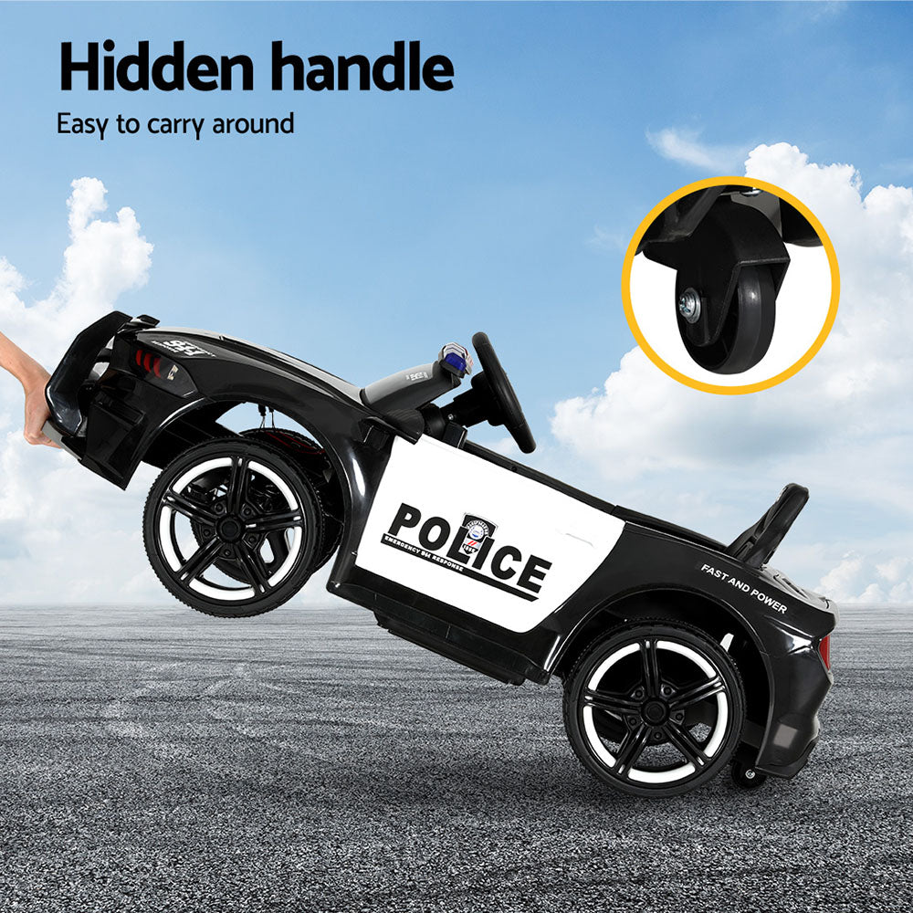 Kids Ride On Car Electric Patrol Police Cars Battery Powered Toys 12V - Black