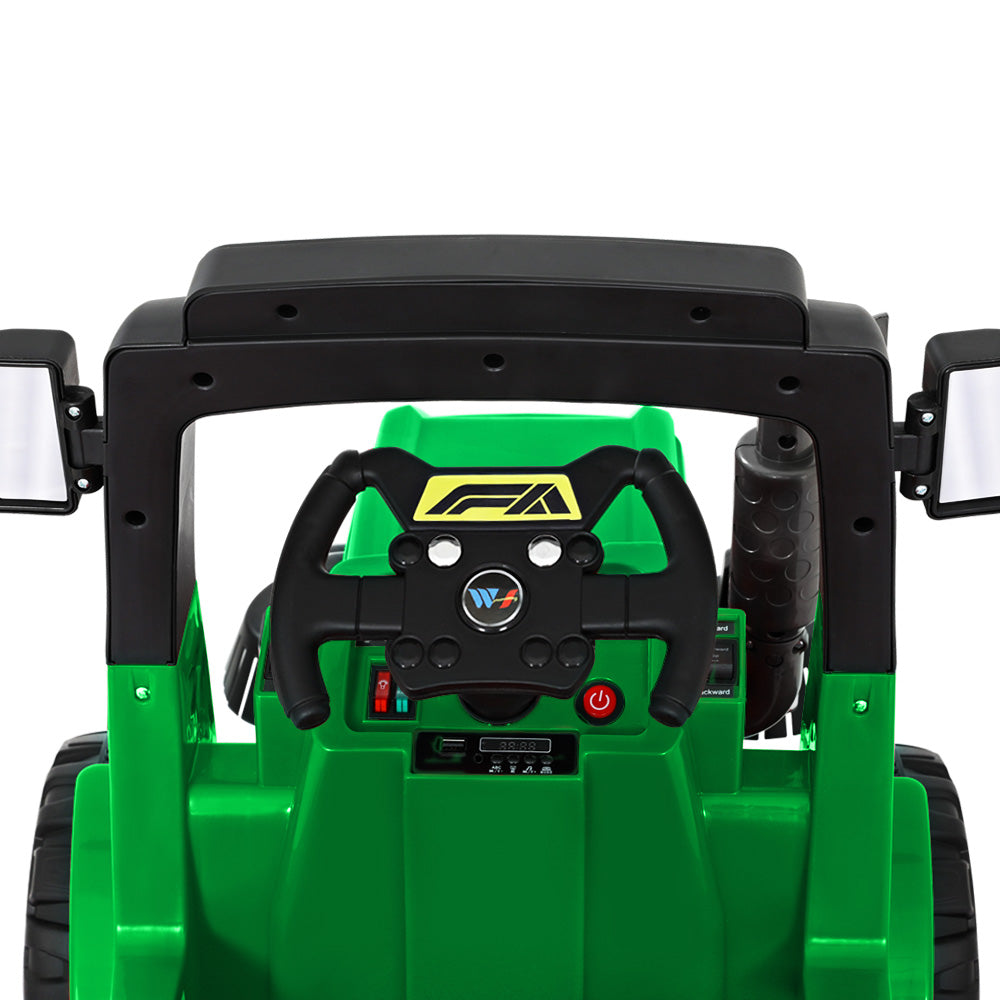 Kids Ride On Car Street Sweeper Truck w/ Rotating Brushes Garbage Cans - Green