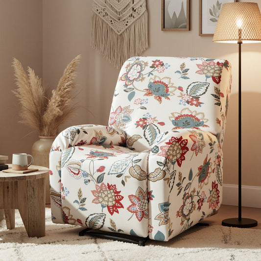 Stretch Kids Recliner Cover 4-Pieces Recliner Chair Slipcovers Printed Polyester