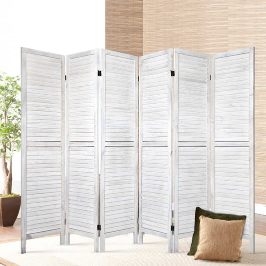 6 Panel Room Divider Screen 245x170cm - White