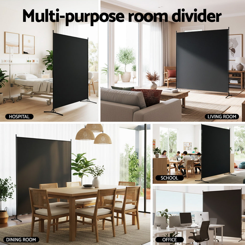 Room Divider Screen 175x180cm Fabric Black