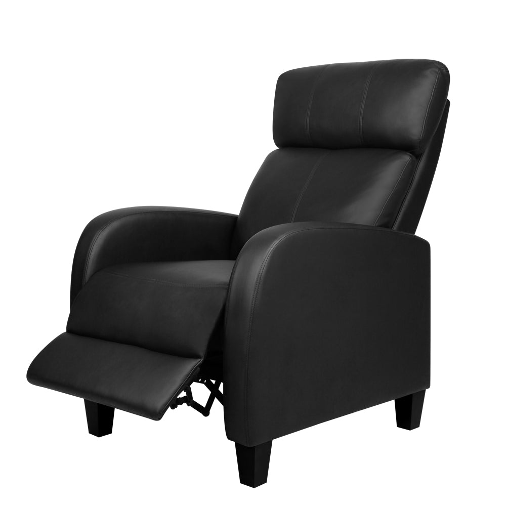 Argo PU Leather Reclining Armchair - Black