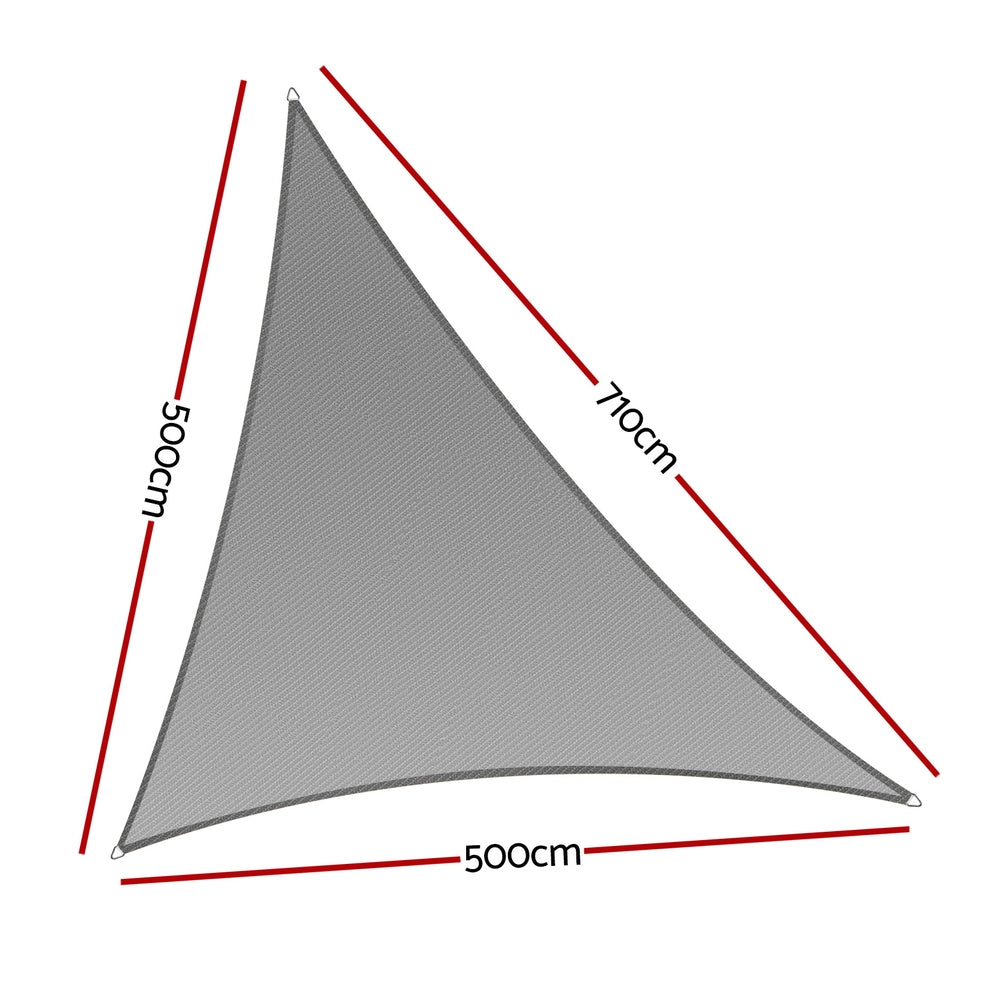 Instahut Shade Sail Cloth Shade cloth Canopy Triangle 280gsm 5x5x7.1m