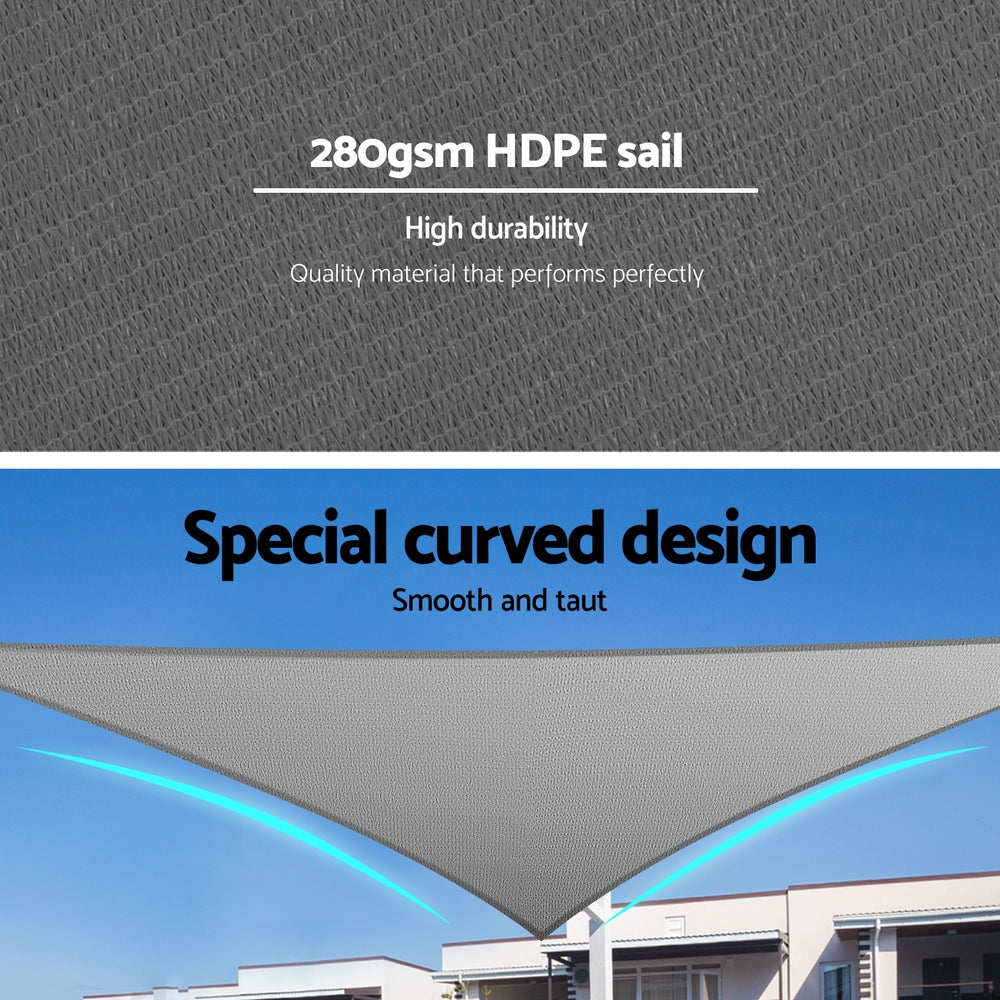 Instahut Shade Sail Cloth Shade cloth Canopy Triangle 280gsm 5x5x7.1m