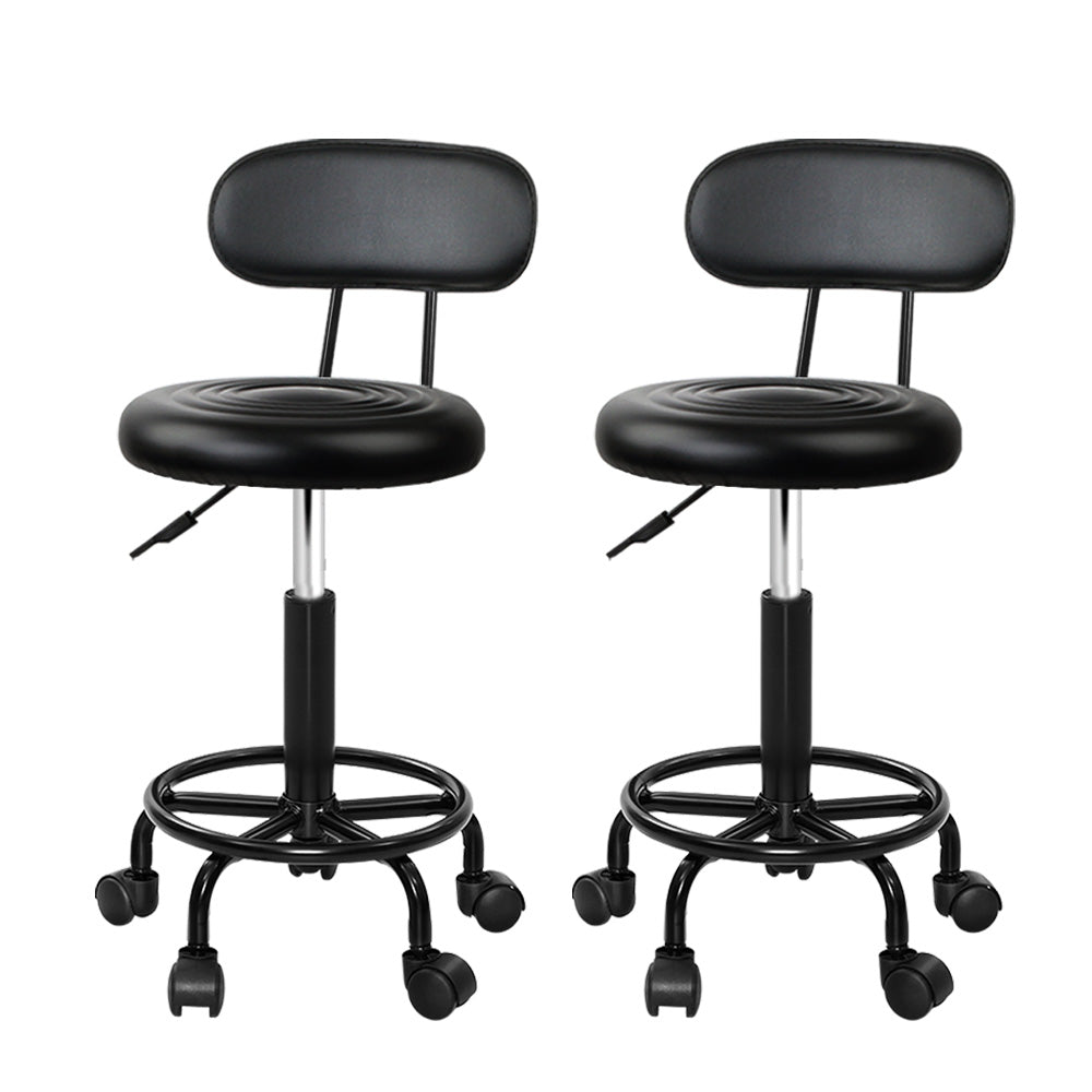 Set of 2 Salon Stool Swivel Chair Backrest