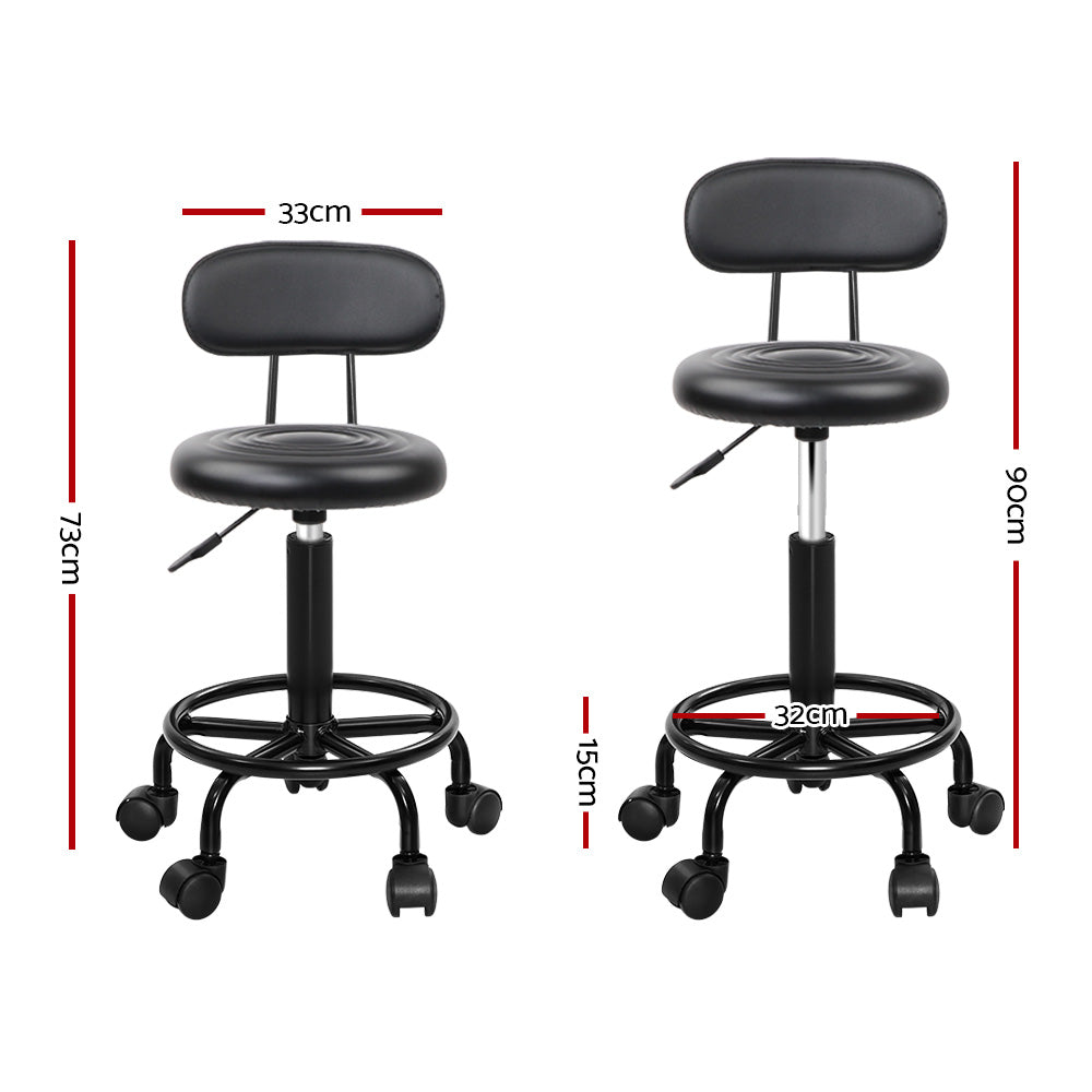Set of 2 Salon Stool Swivel Chair Backrest
