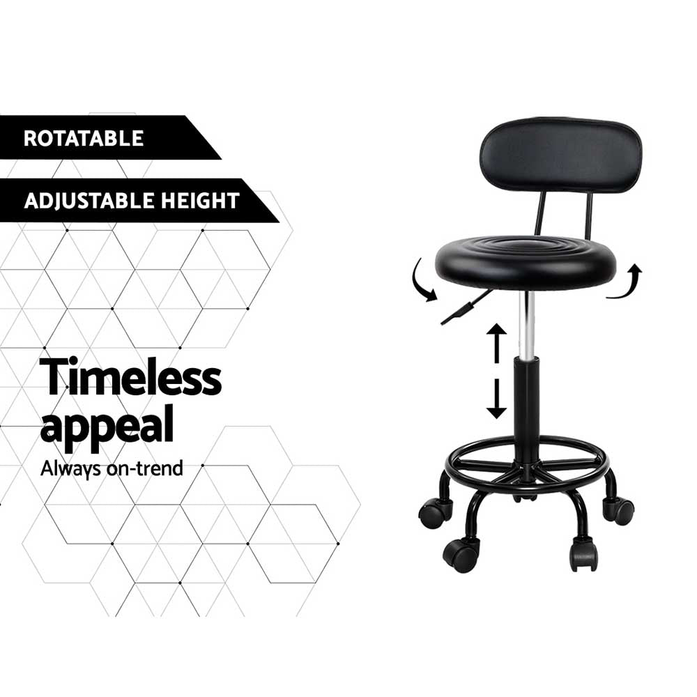 Set of 2 Salon Stool Swivel Chair Backrest