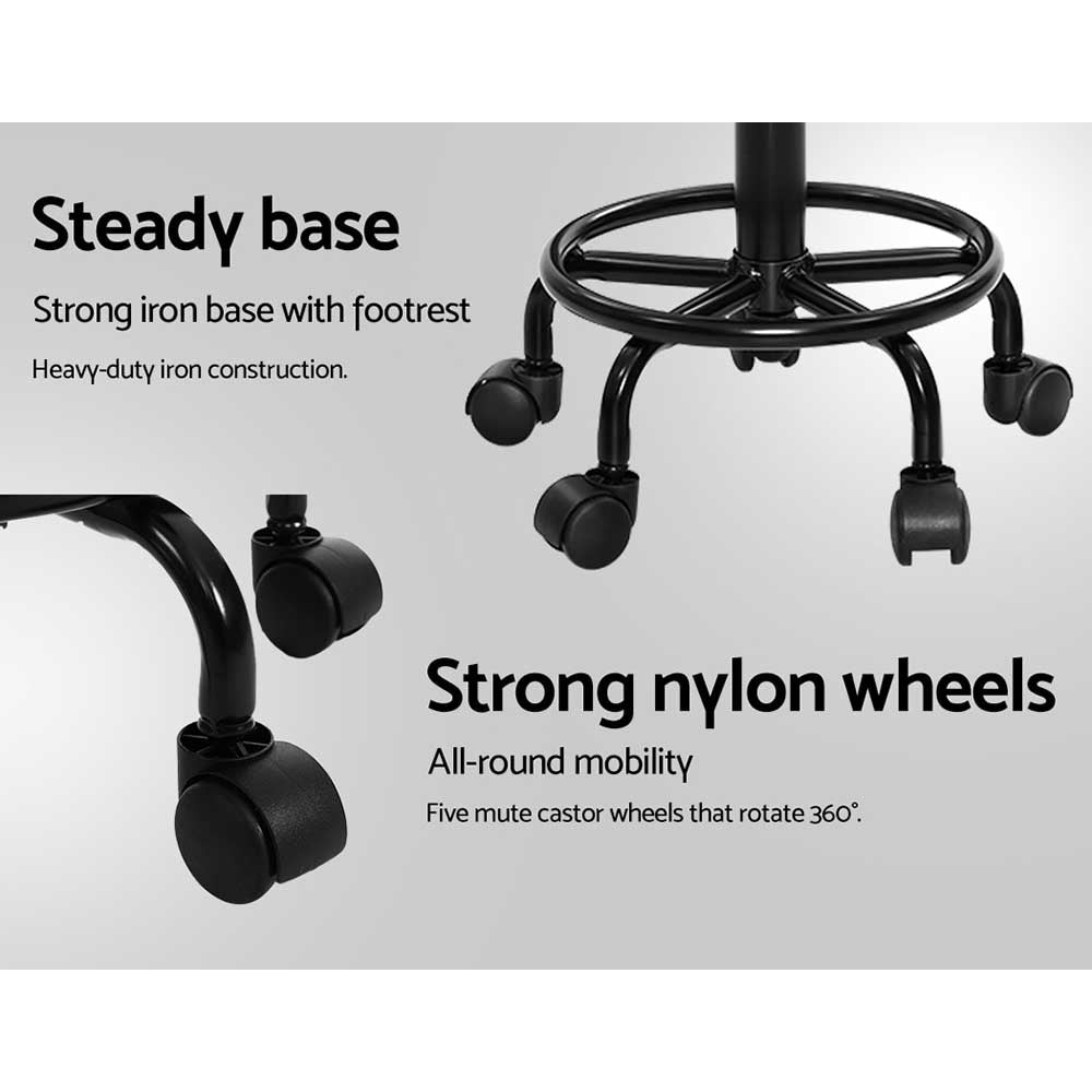 Set of 2 Salon Stool Swivel Chair Backrest