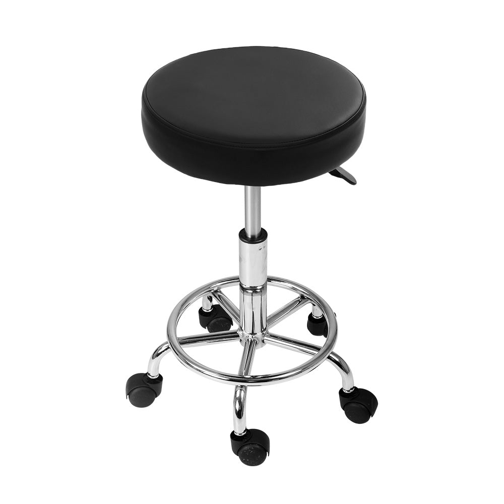 Set of 2 Salon Stool Round Swivel Chair Black