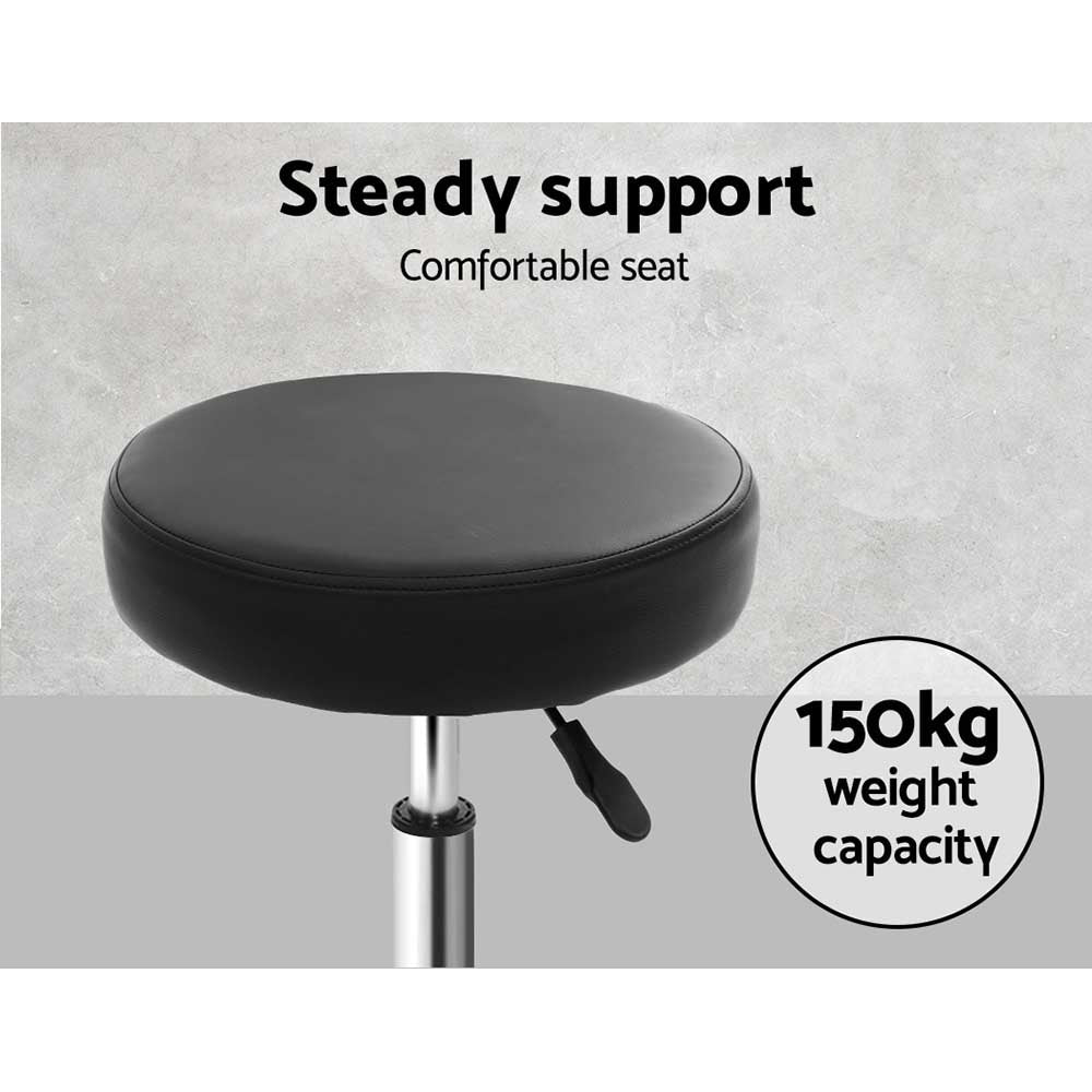 Set of 2 Salon Stool Round Swivel Chair Black