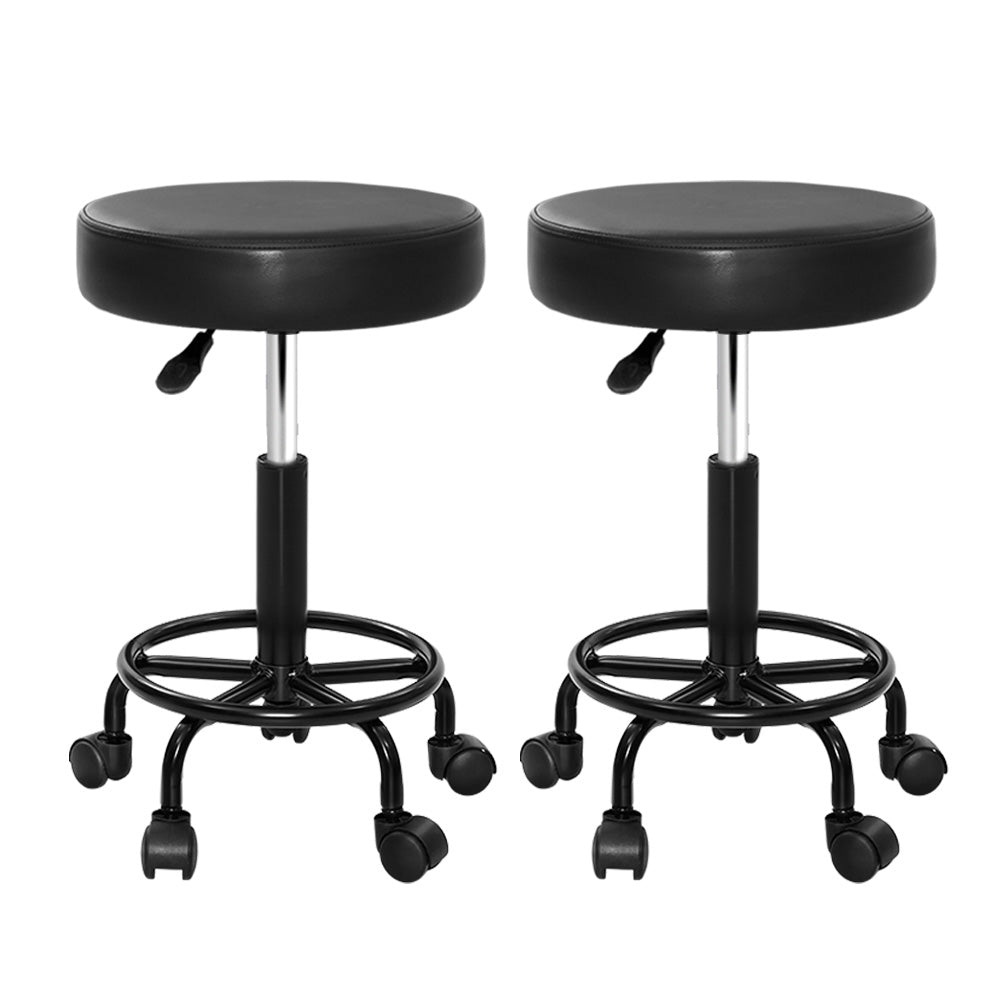Set of 2 Salon Stool Round Swivel Chair