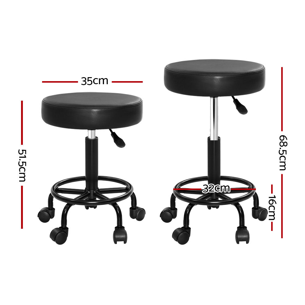 Set of 2 Salon Stool Round Swivel Chair
