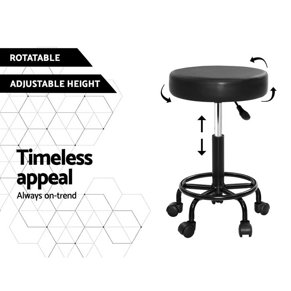 Set of 2 Salon Stool Round Swivel Chair