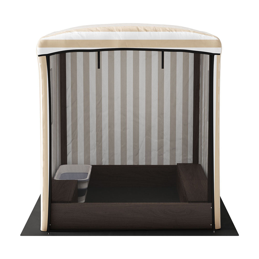Kids Sandpit Wooden Sandbox Sand Pit with Canopy Window Water Basin 120cm