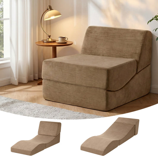 Mireva Folding Sofa Bed Convertible Armless Foam Floor Futon Lounger Couch - Brown