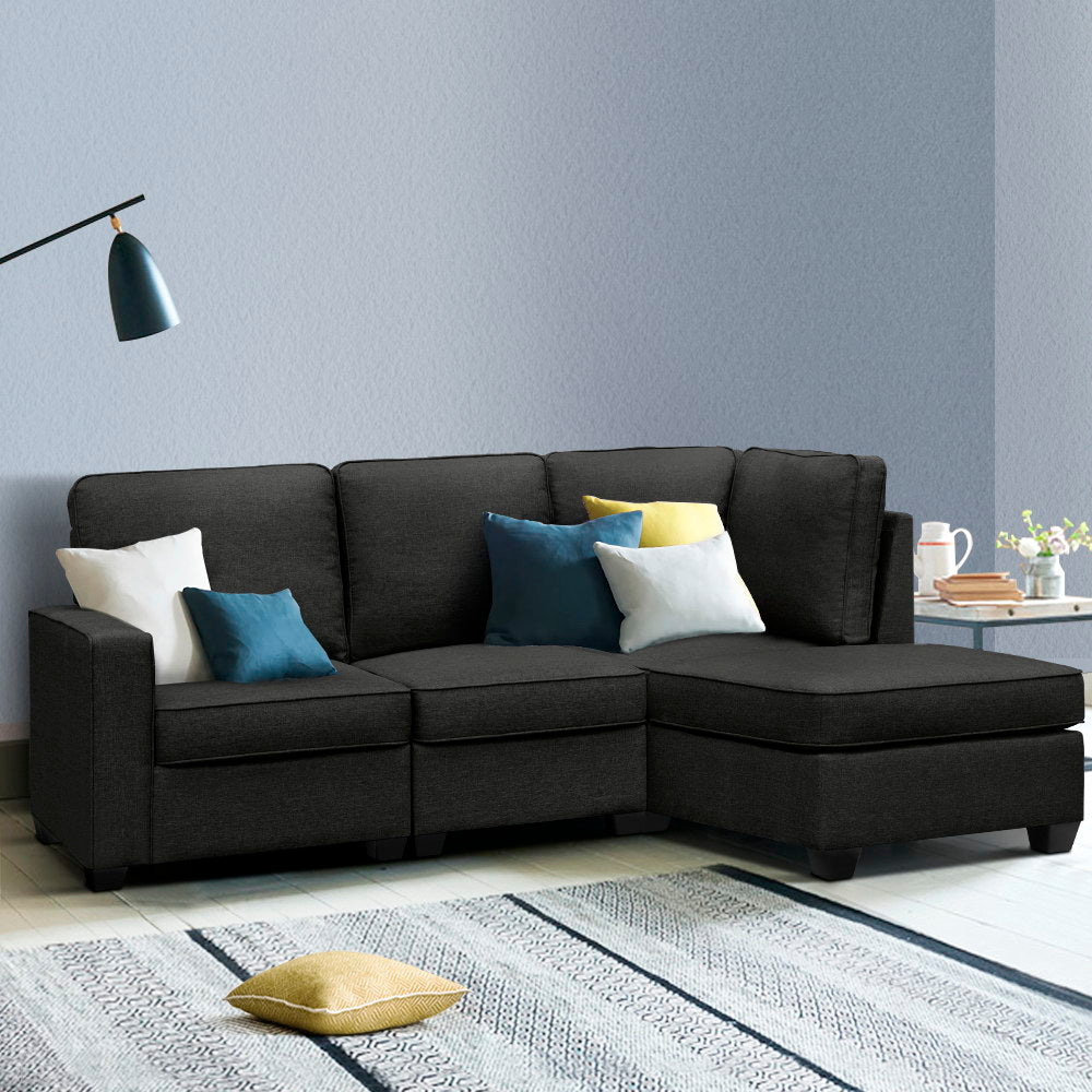 Misty 4-Seater Modular Chaise Suite Couch Sofa Lounge - Dark Grey