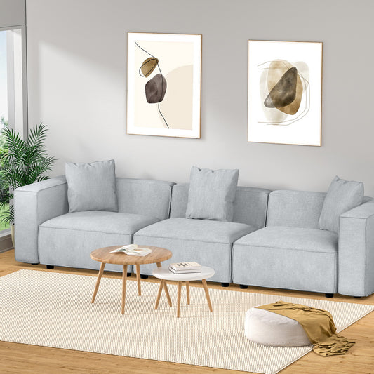 Mckenzie 3-Seater Modular Sofa Chaise Set - Grey