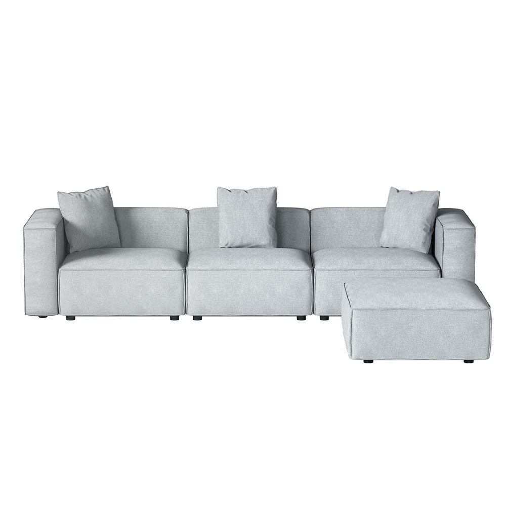 Mckenzie 4 Seater Modular Sofa Chaise Set - Grey