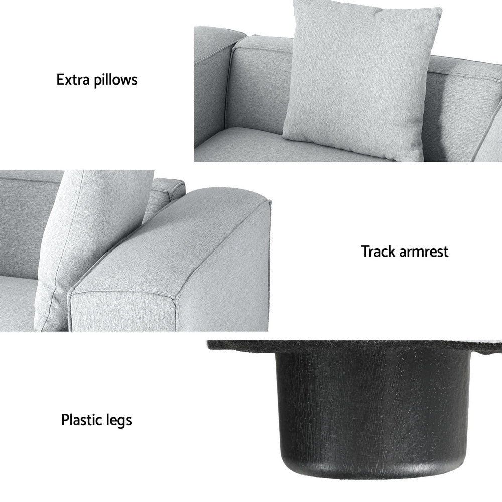 Mckenzie 4 Seater Modular Sofa Chaise Set - Grey