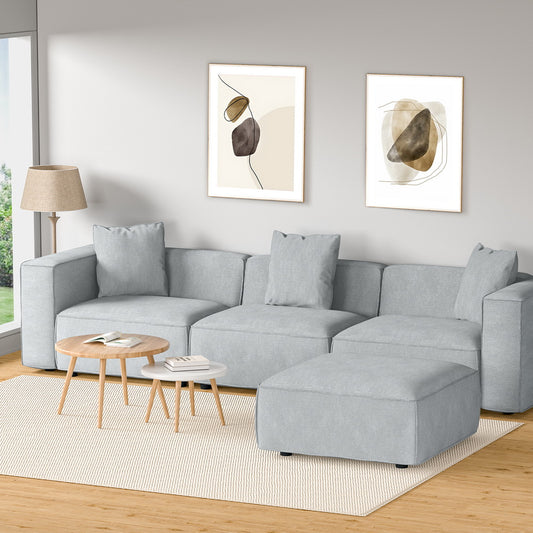 Mckenzie 4-Seater Modular Sofa Chaise Set - Grey