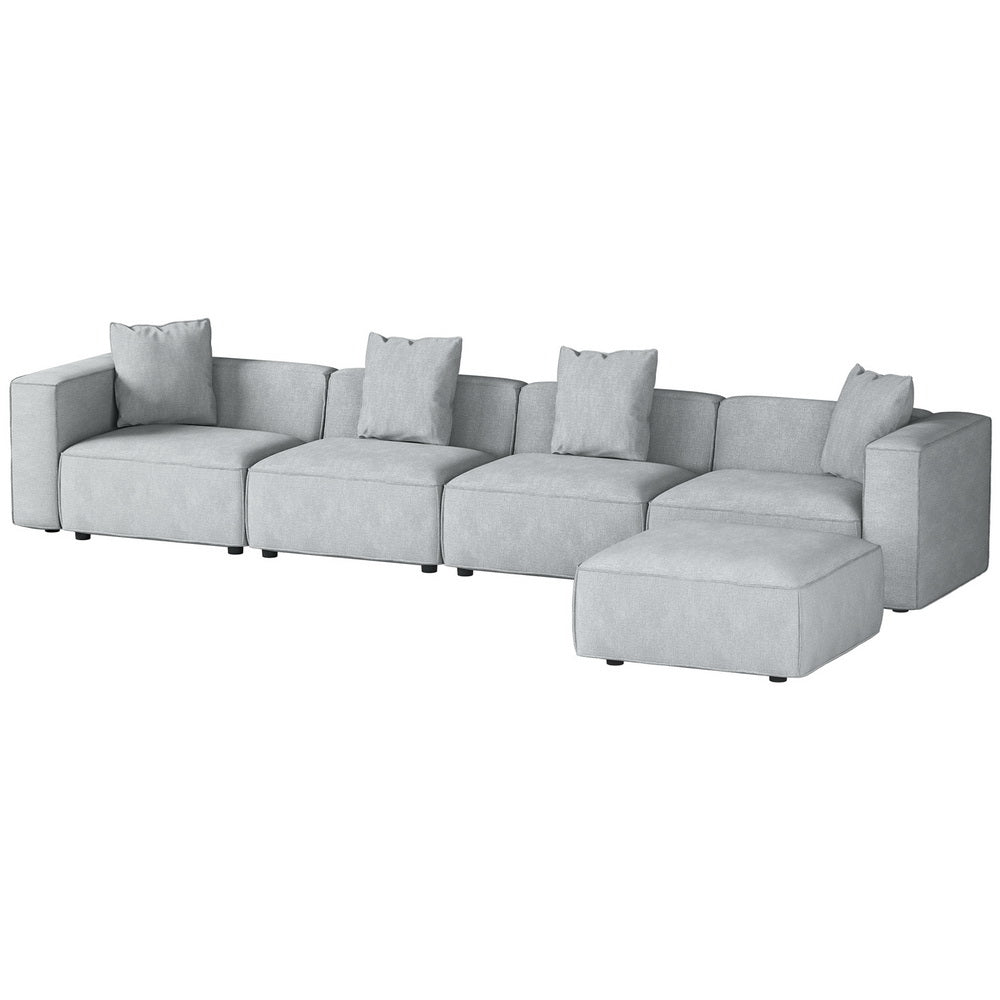 Mckenzie 5-Seater Modular Sofa Chaise Set - Grey