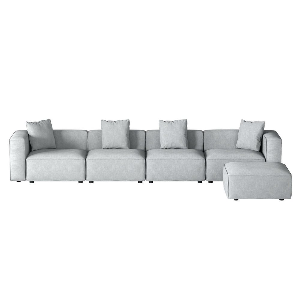 Mckenzie 5-Seater Modular Sofa Chaise Set - Grey