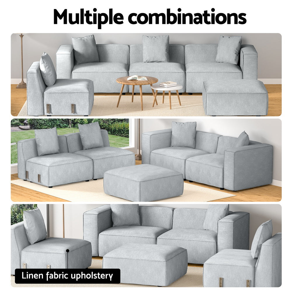 Mckenzie 5-Seater Modular Sofa Chaise Set - Grey
