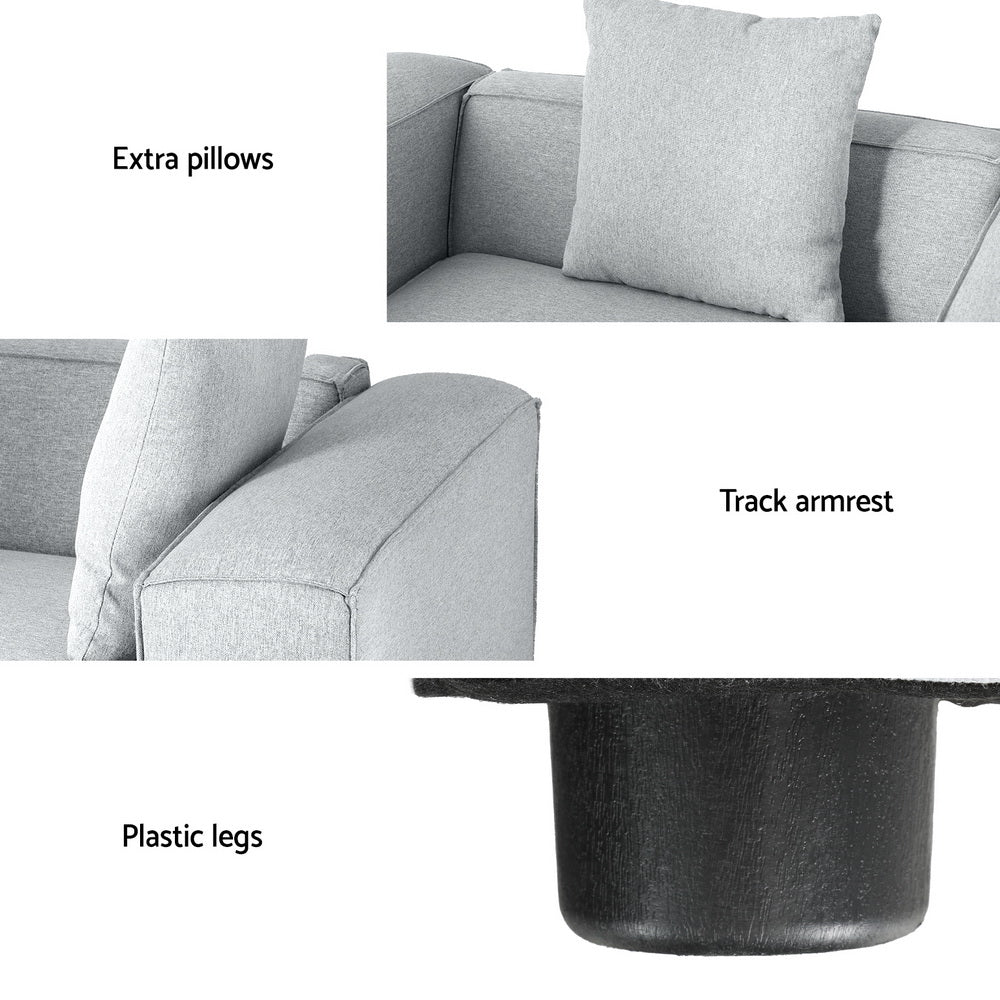 Mckenzie 5-Seater Modular Sofa Chaise Set - Grey