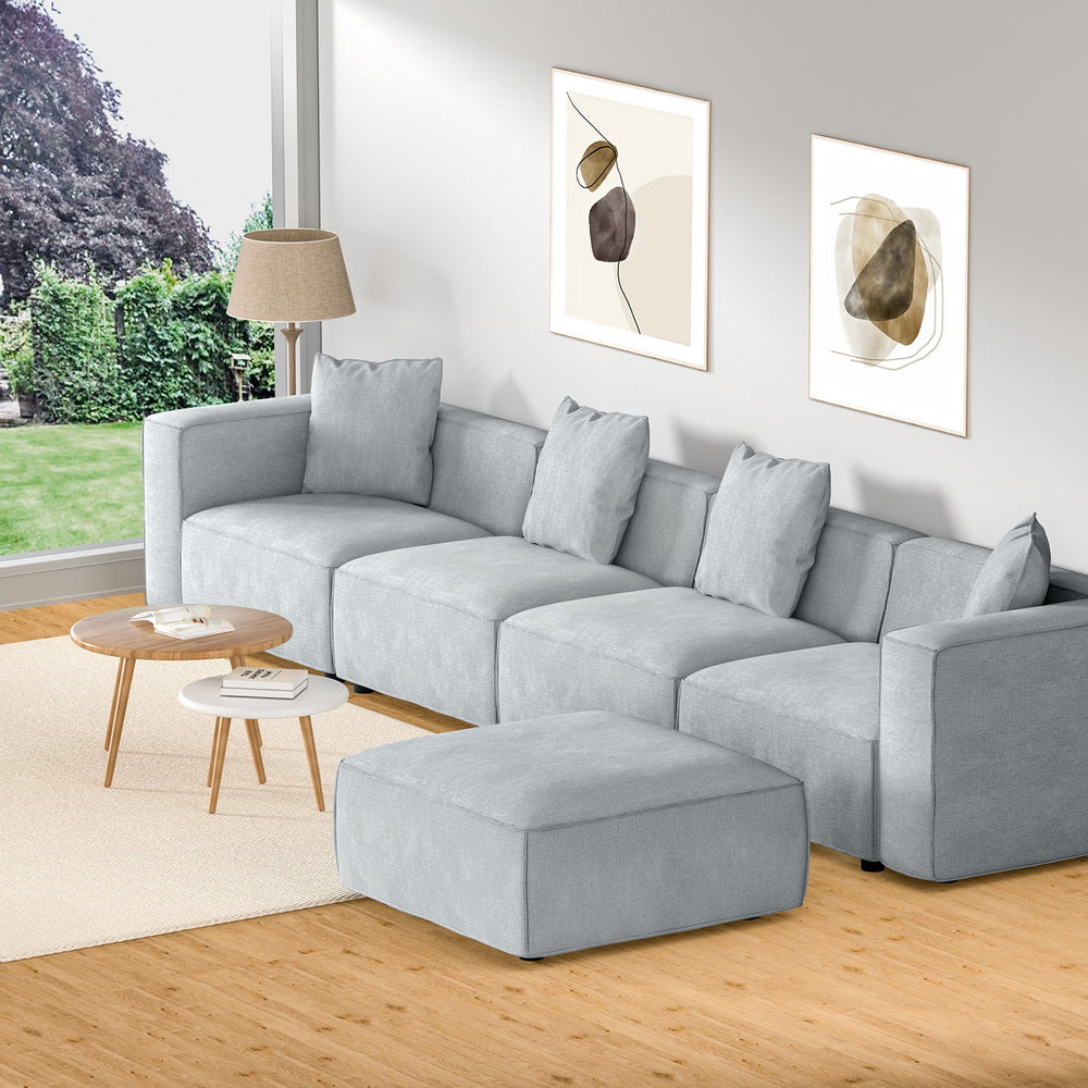 Mckenzie 5-Seater Modular Sofa Chaise Set - Grey