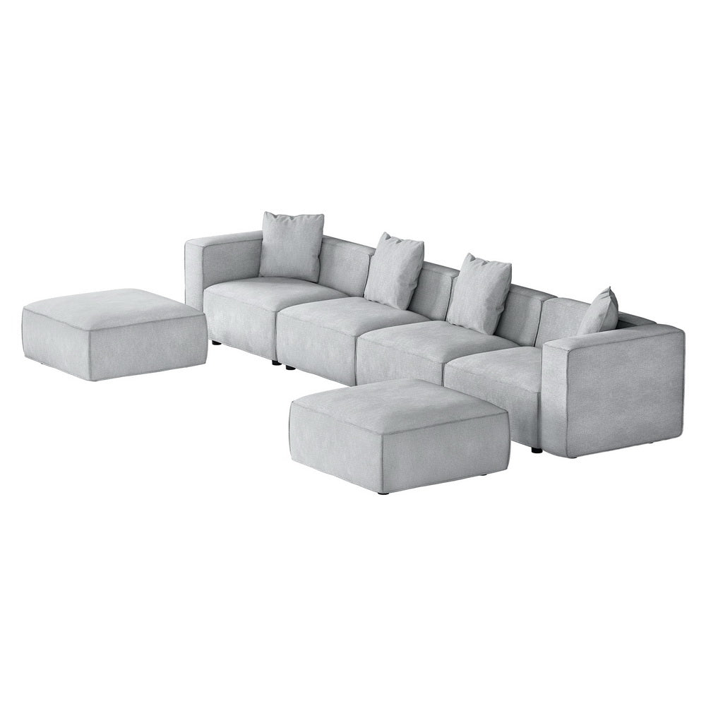 Mckenzie 6-Seater Modular Sofa Chaise Set - Grey