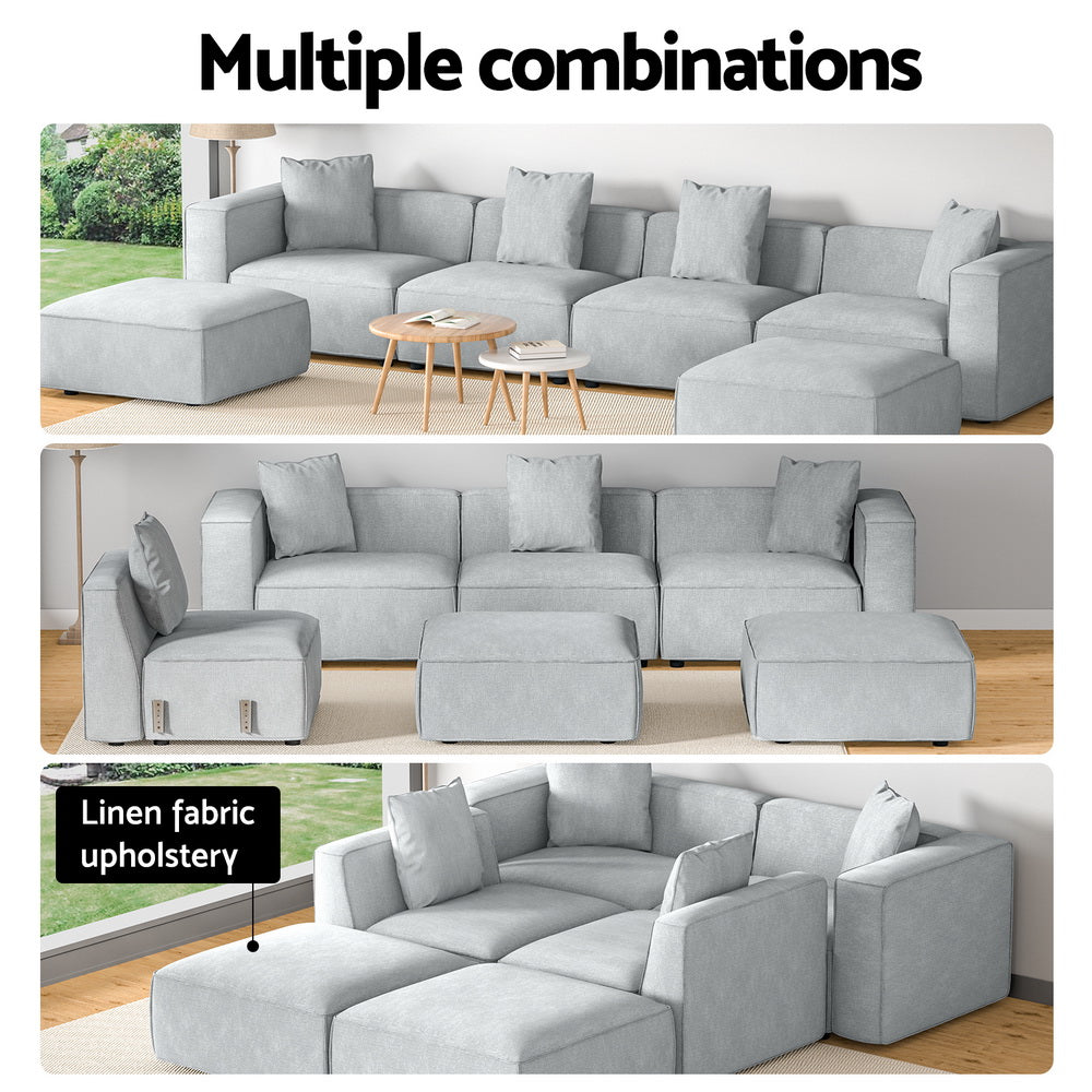 Mckenzie 6-Seater Modular Sofa Chaise Set - Grey