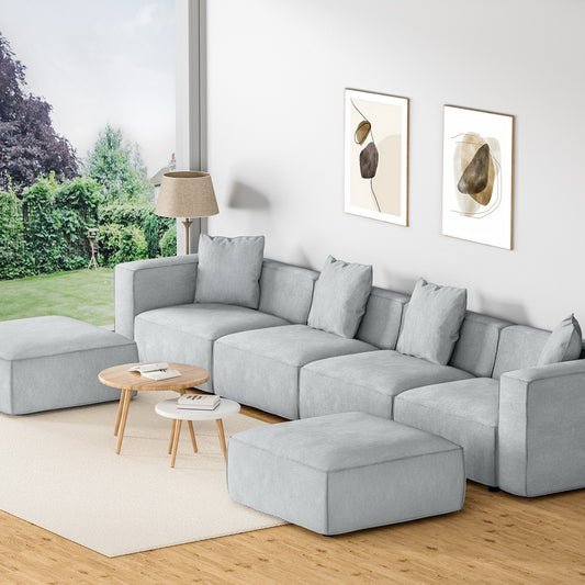 Mckenzie 6 Seater Modular Sofa Chaise Set - Grey