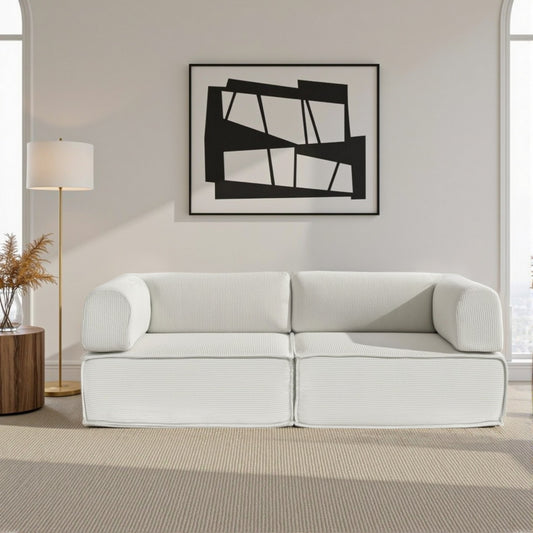 Melody 2 Seater Convertible Folding Sofa Bed - White