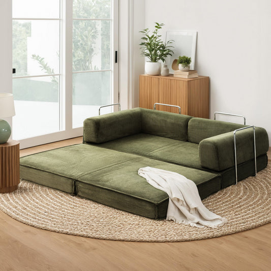 Mattea 2 Seater Convertible Folding Sofa Bed - Green