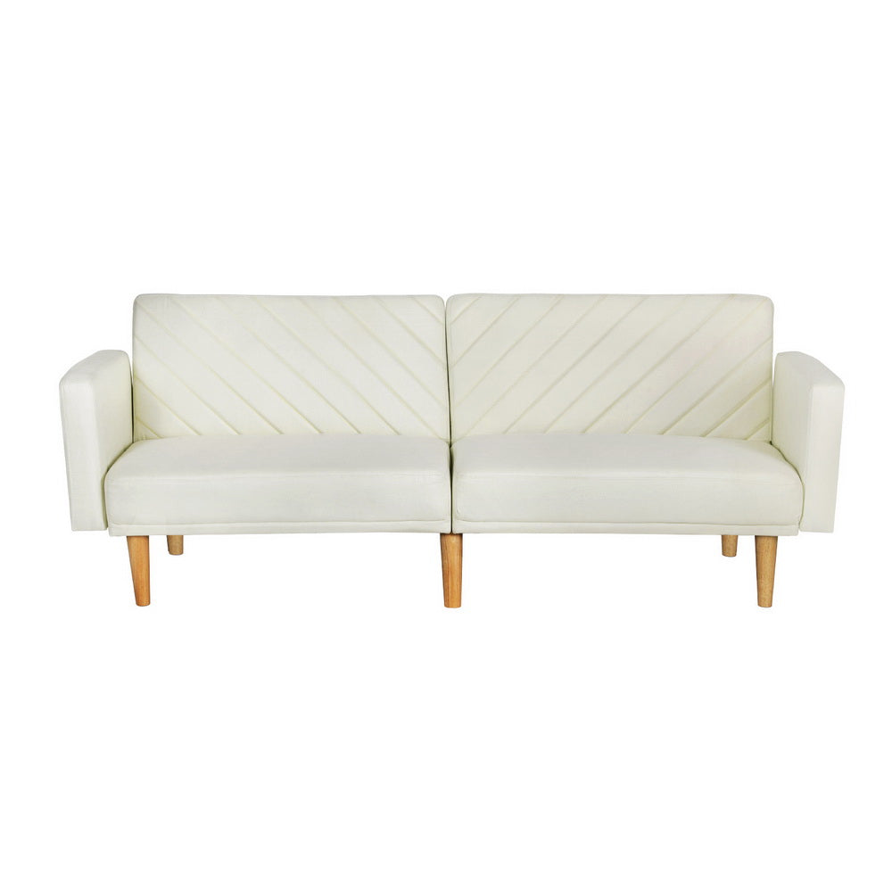 Madelyn 3-Seater 195cm Sofa Bed Faux Linen - Beige