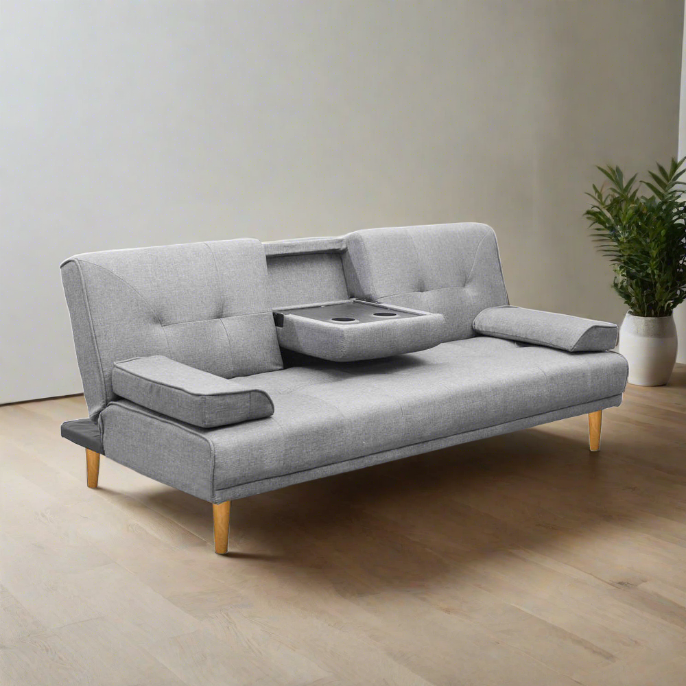 Meleena 3 Seater 188cm Sofa Bed Faux Linen - Grey