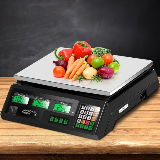 Scales Digital Kitchen 40KG Weighing Scales Platform Scales LCD - Black