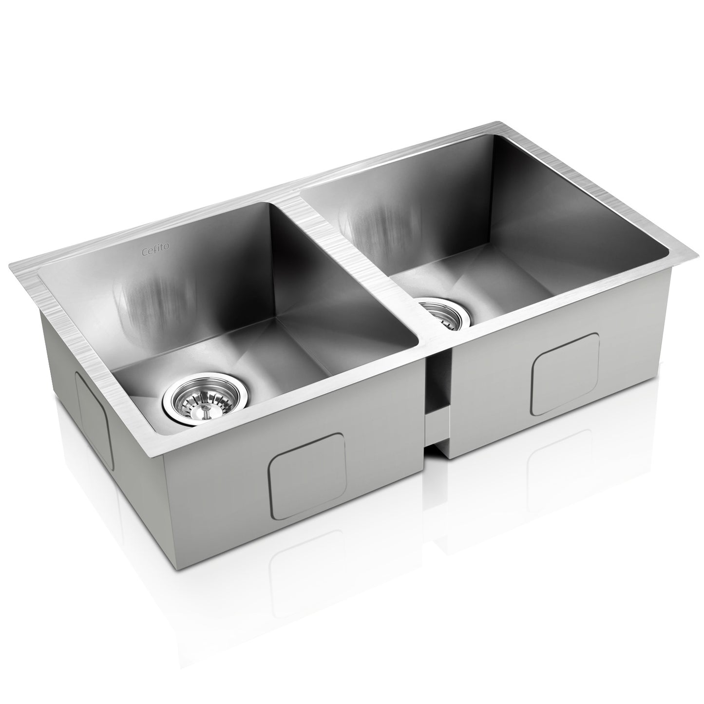 Cefito Kitchen Sink 77X45cm Stainless Steel Basin Double Bowl Silver
