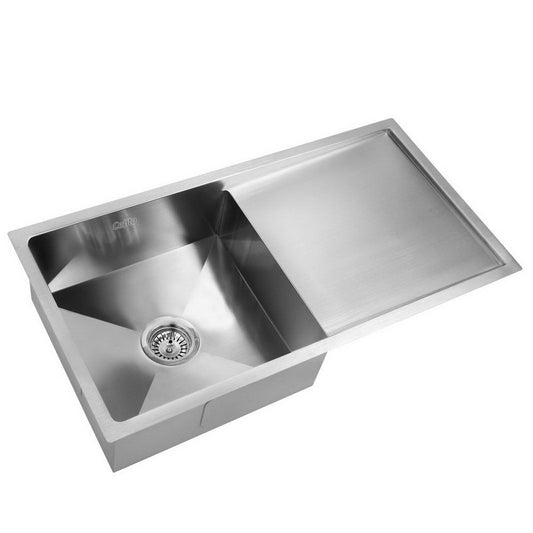 Kitchen Sink 87X45CM Stainless Steel Basin Single Bowl Laundry Silver