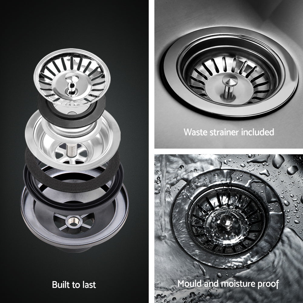 Kitchen Sink 61x43cm Stainless Steel Basin Single Bowl Silver Drain Basket