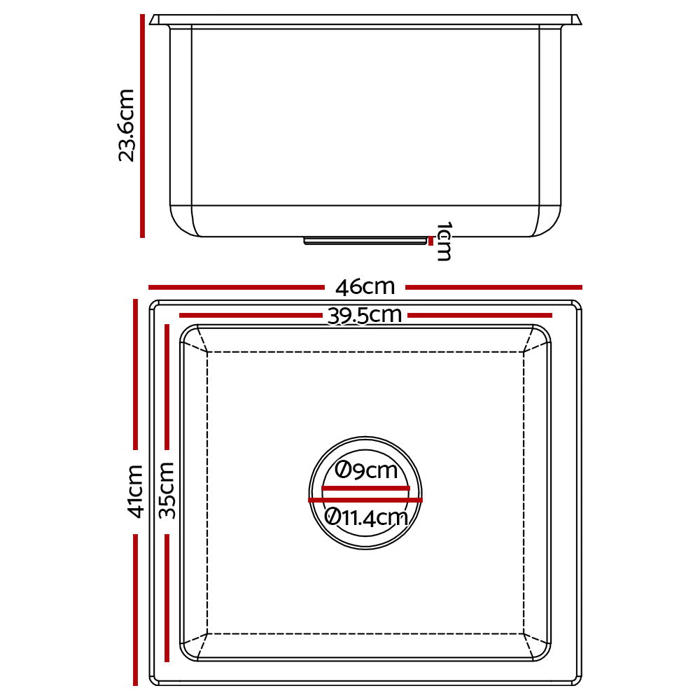 Stone Kitchen Sink 460x410Mm Granite Under/Top mount Basin Bowl Laundry White