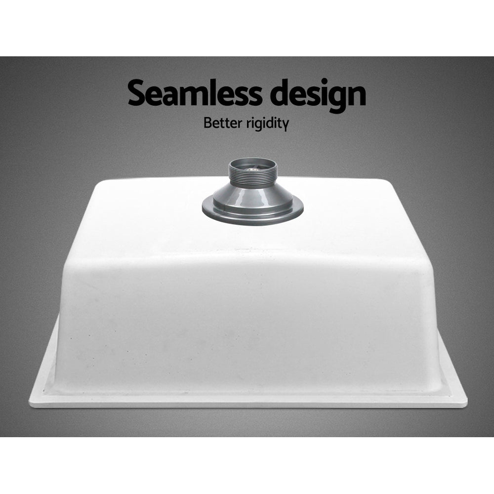 Stone Kitchen Sink 460x410Mm Granite Under/Top mount Basin Bowl Laundry White