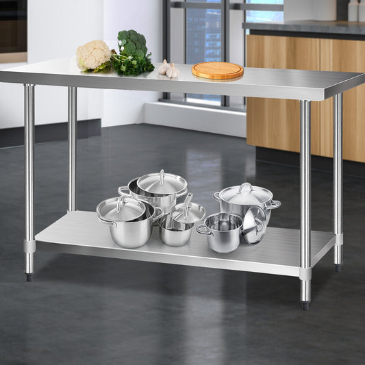 610x1524mm Commercial Stainless Steel Kitchen Bench