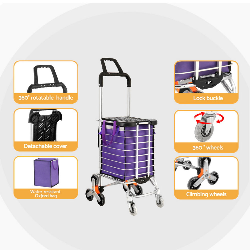 Shopping Cart Trolley 35L Foldable Climbing Wheels