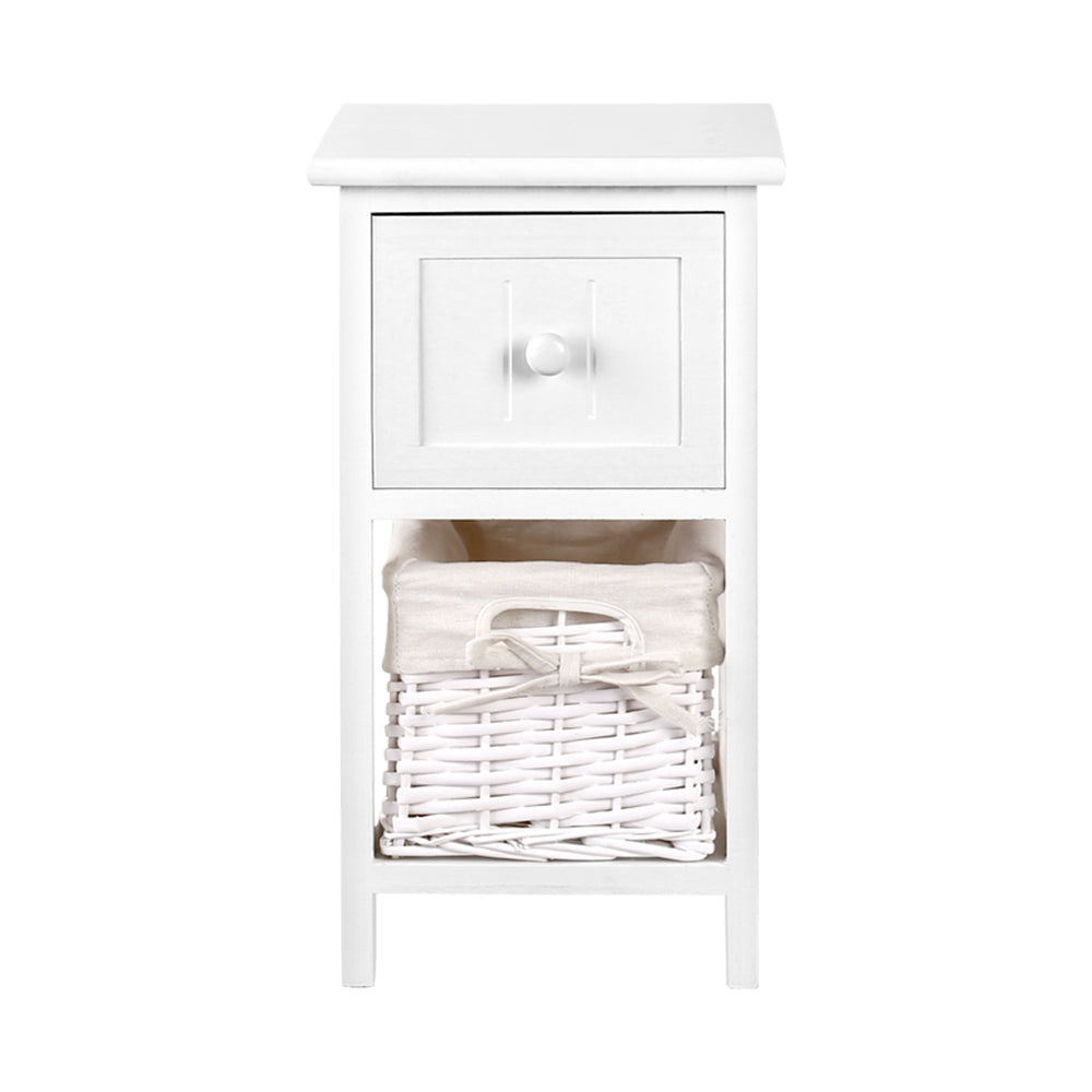Set of 2 Boniface Wooden Bedside Tables - White