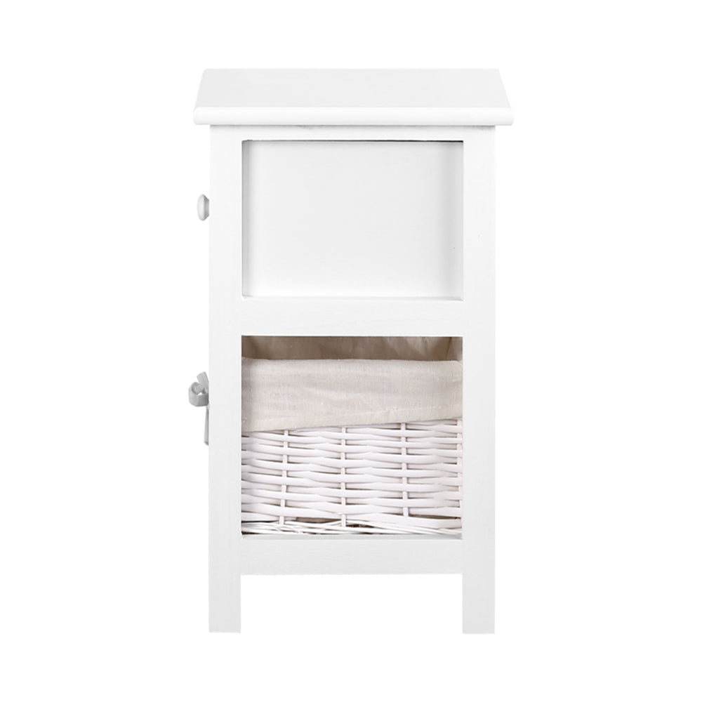 Set of 2 Boniface Wooden Bedside Tables - White