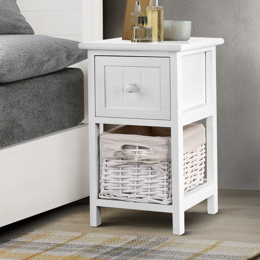 Set of 2 Boniface Wooden Bedside Tables - White