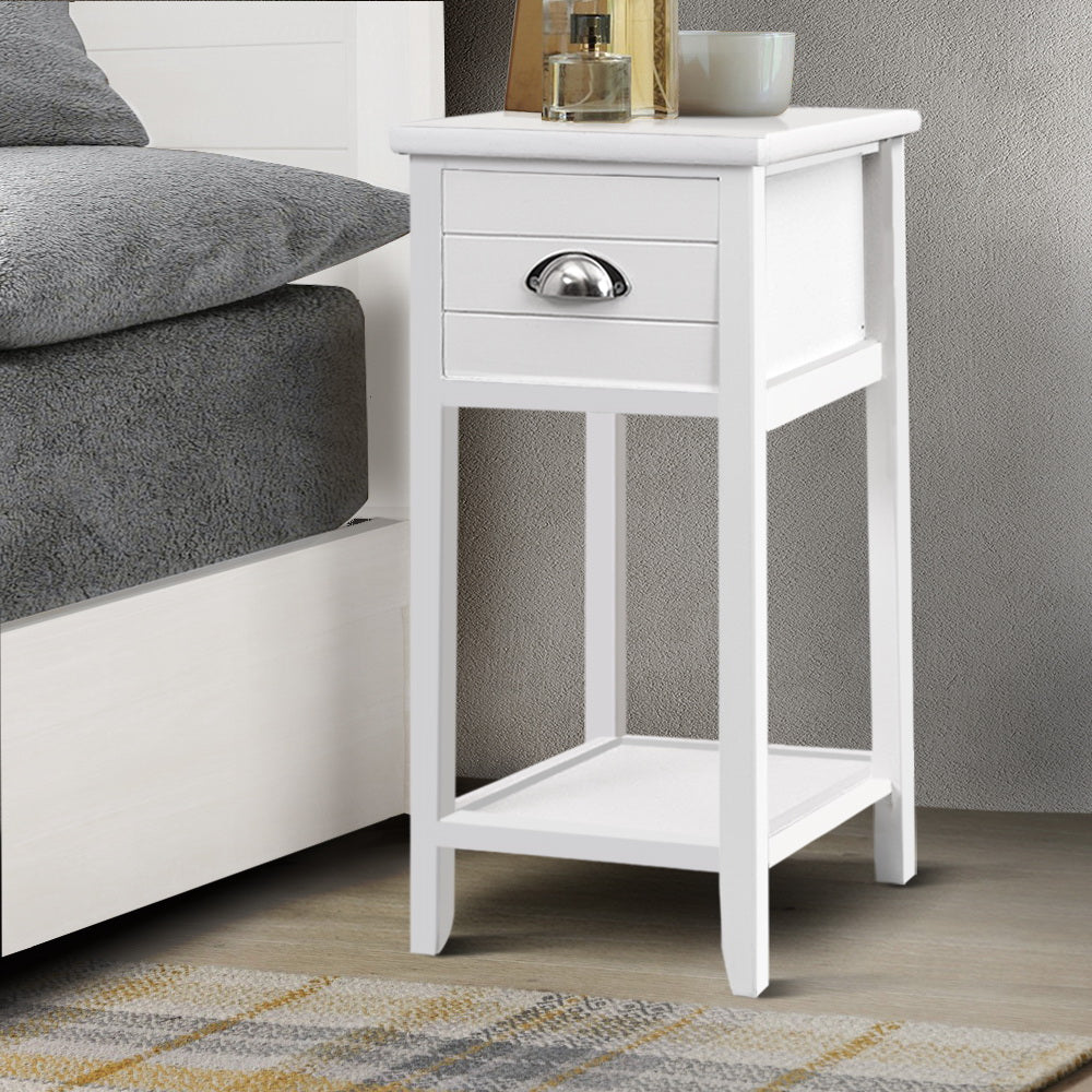 Miramichi Wooden Bedside Tables Nightstand Storage Cabinet Lamp Side Shelf - White