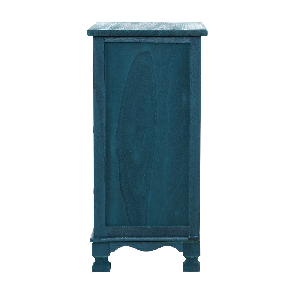 Gander Wooden Vintage Bedside Tables Side Table Cabinet Vintage Storage Nightstand with 3 Drawers - Blue