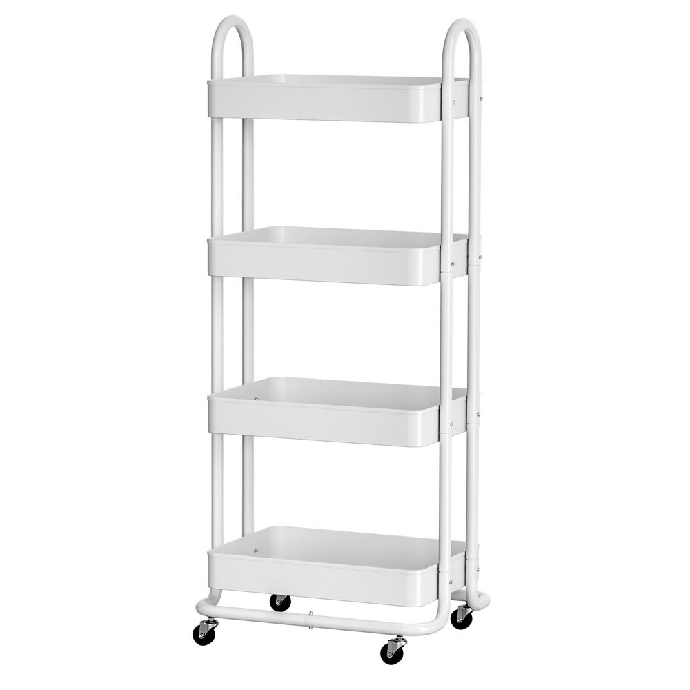 Storage Trolley Kitchen Cart 4 Tiers - White